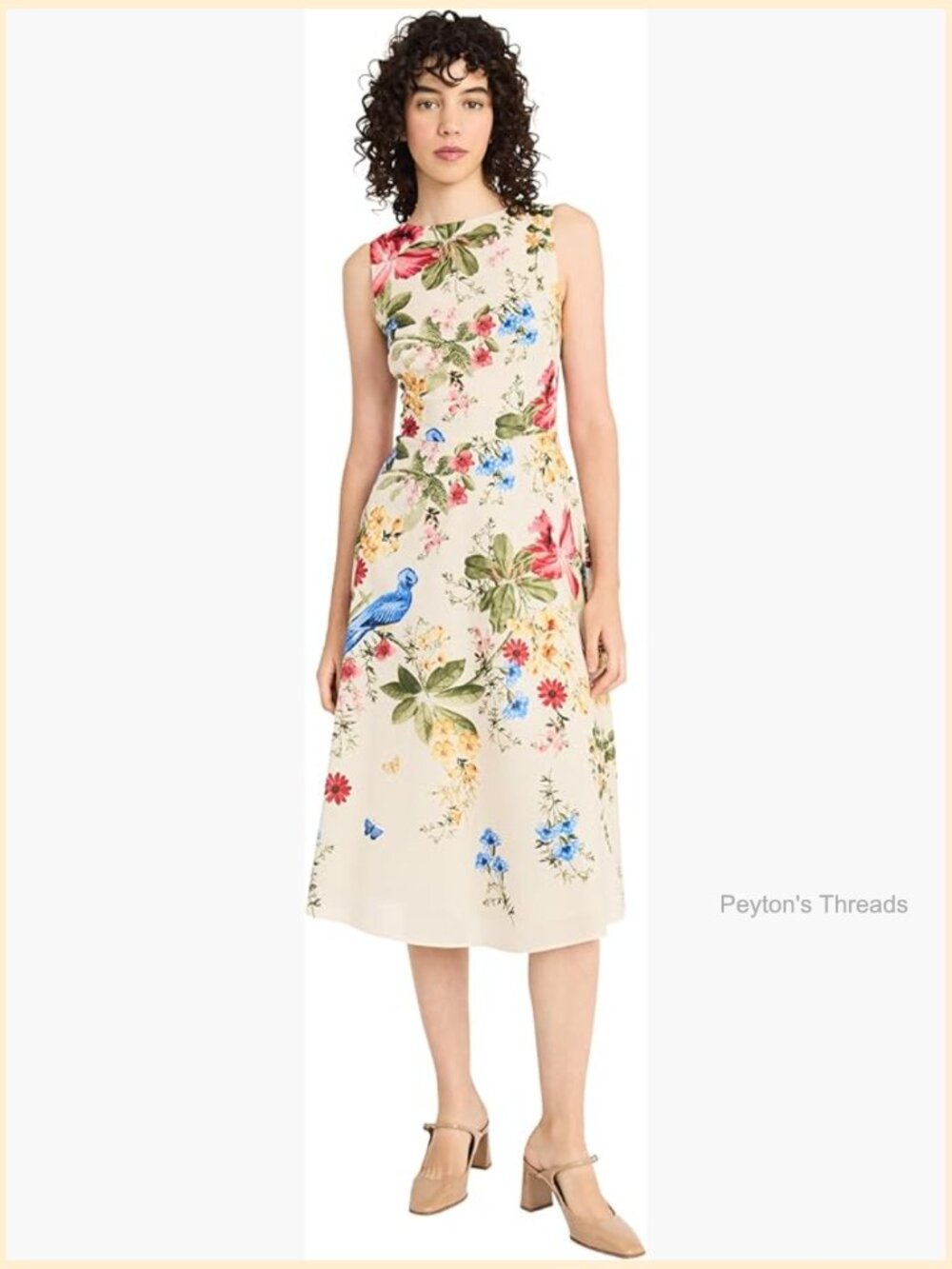 Fit and Flare Midi Dress - Sleeveless A-Line Silhouette - Wedding Guest